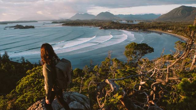 Hiker at Cox Bay